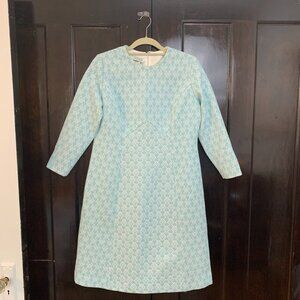 Vintage Berkshire Geometric Mod Shift Dress | 60s Style | Blue Metallic | 16B
